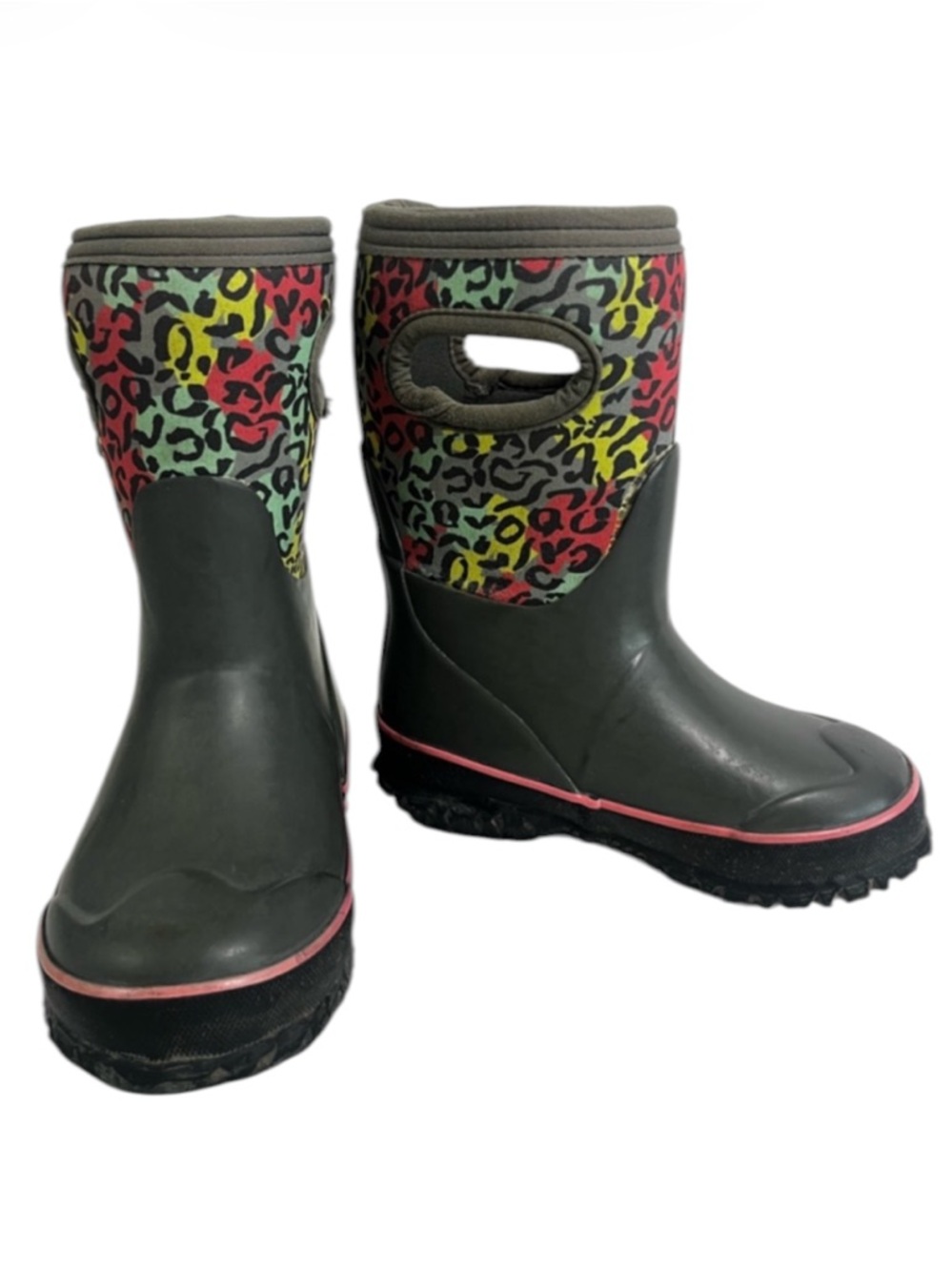 BOGS Leopard Print Colorful Waterproof 8” Boots - Kids Size 10